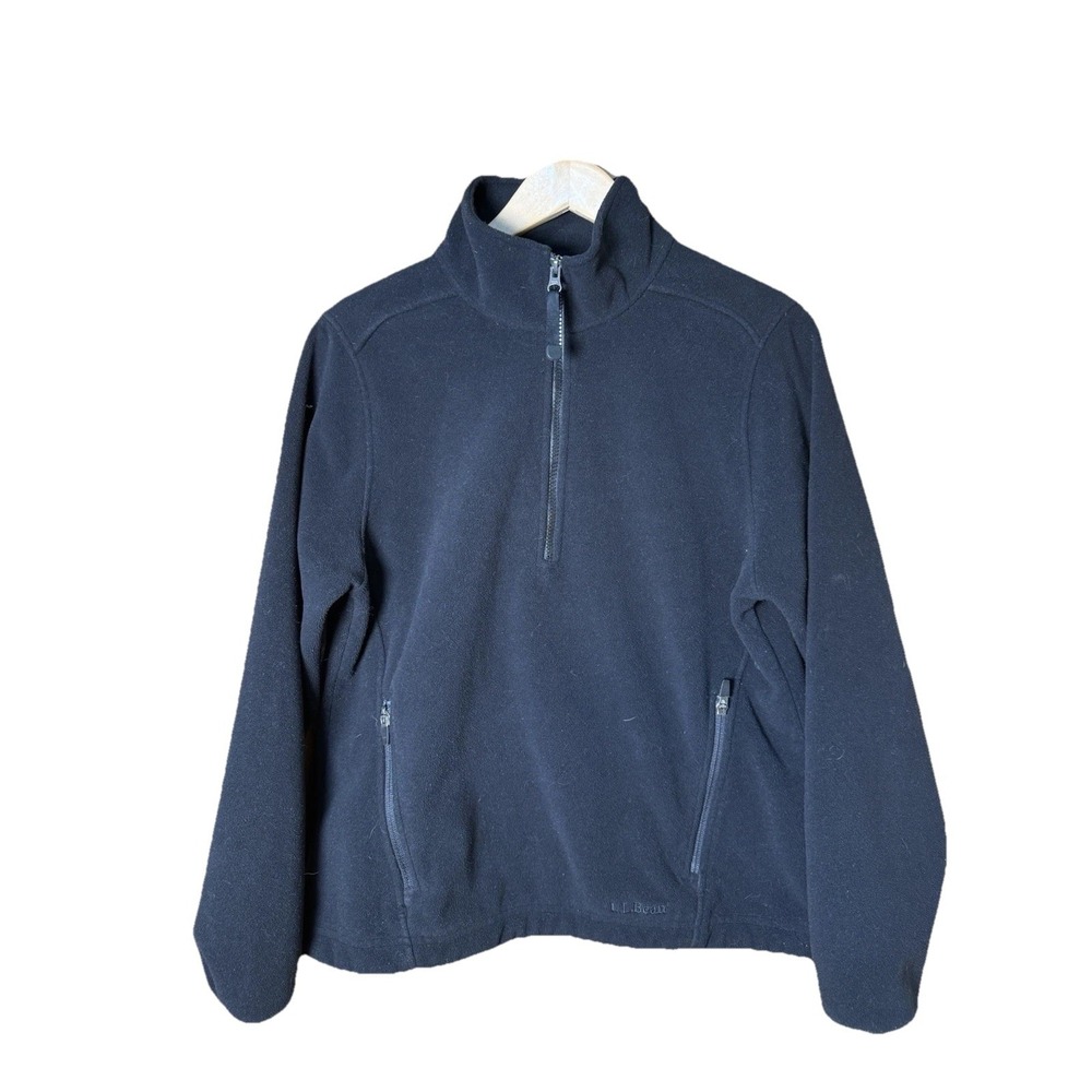L.L.Bean Jacket Womens Medium Black Fleece Pockets Outdoor Hiking Vtg Gorpcore‎